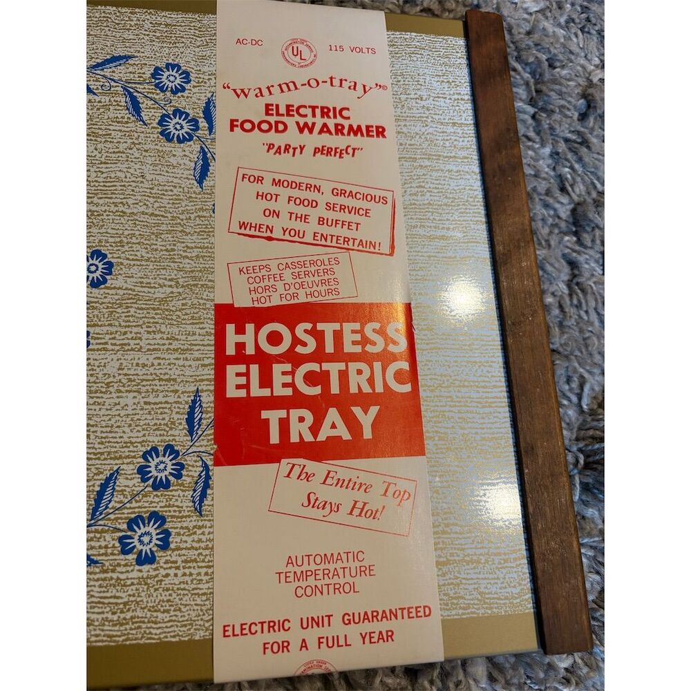 Vintage Mid-Century Blue Floral Electric Food Warmer Tray 
- BRAND: Warm-o-Tray - Picture 10 of 11
